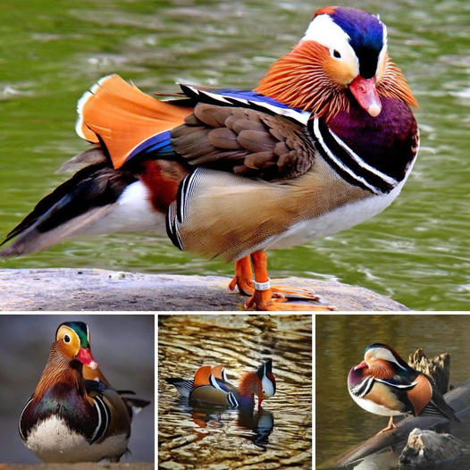 The Beauty of Mandarin Ducks: Nature’s Masterpiece Displayed in the Bright Plumage and Refined grace of these Fascinating Birds.